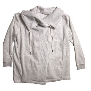 Zella Amazing Cozy Wrap Cowl Funnel Jacket Fleece Fuzzy Lined Size XL Gray White